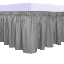 Wrap Around Ruffled Bed Skirt with Adjustable Elastic Belt - 14 Inch Drop Eas...