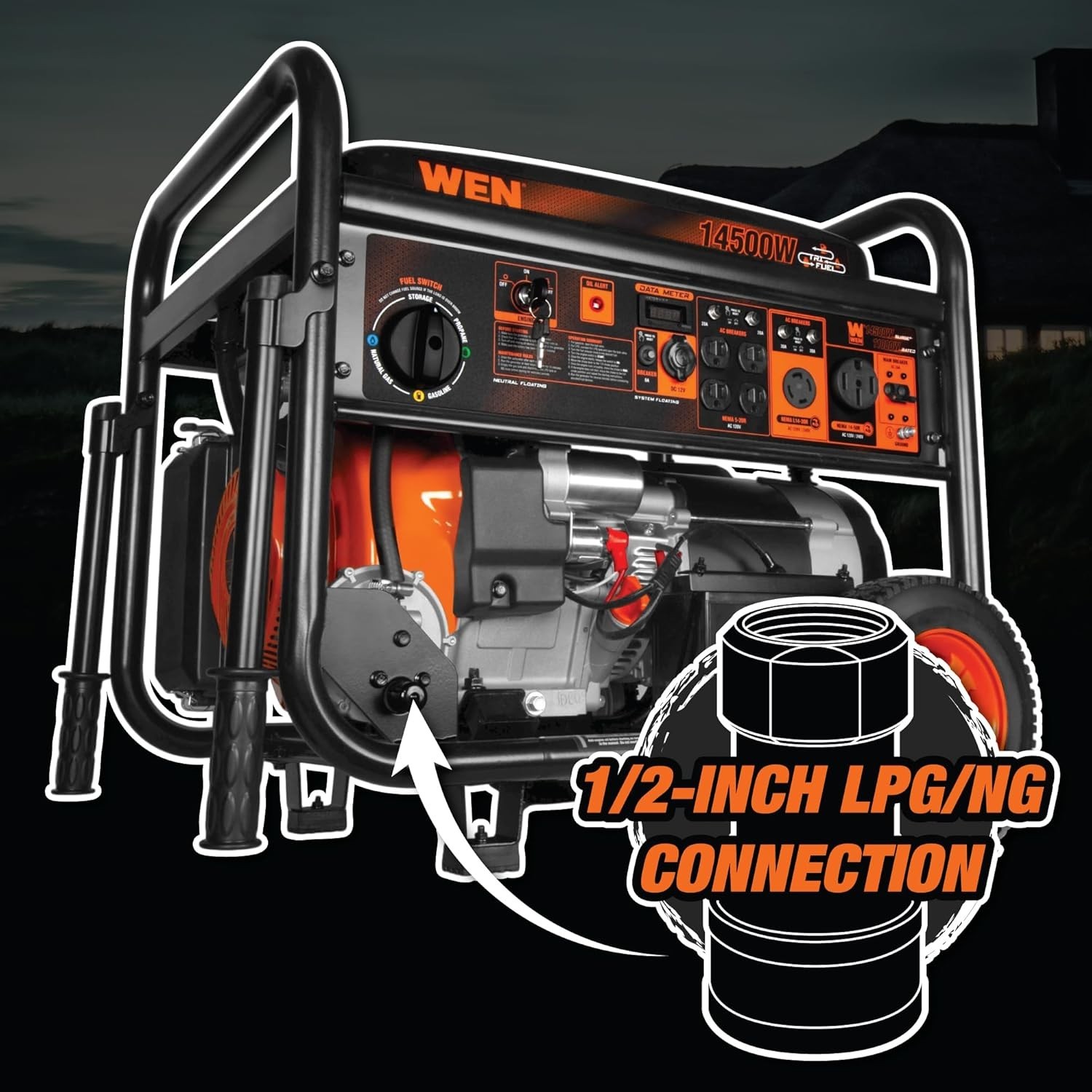 WEN 14,500 Watt 120V / 240V Tri Fuel Generator for Gas, Propane, and Natural Gas