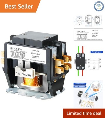 24V Coil 40A 2-Pole  Certified HVAC Replacement Relay - Reliable Performance