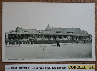 ca 1916 UNION A.B.& A SAL SR RR Stazione CORDELE Ga. Cartolina LITHO Curt Stagno