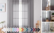 Grey Sheer Curtains 84 Inches Long, 42"W x 84"L Pack of 2 Charcoal Grey