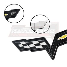 For C6 Corvette 2005-2013 Front Hood Rear Crossed Flags Emblems 100th Black For C6 Corvette 2005-2013 Front Hood Rear Crossed Flags Emblems 100th Black