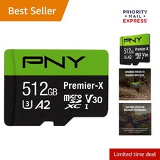 P--GE 512GB Premier-X MicroSD Card - A2 Performance, Ideal for HD Photography