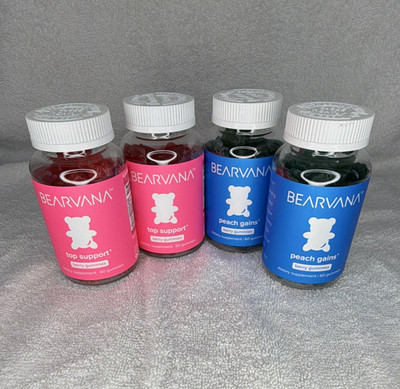 BEARVANA Top Support + Peach Gains Breast Enhancement Gummies 60ct 4 Bottles