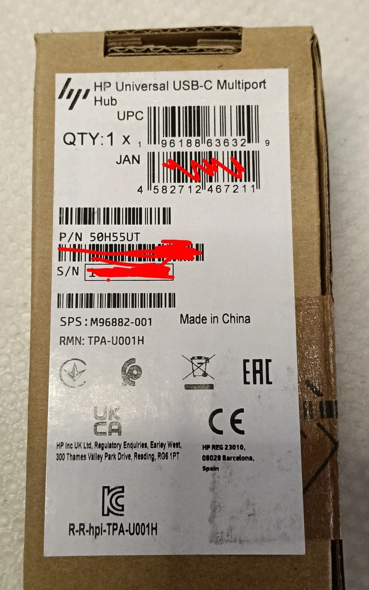 HP Universal USB-C Multiport Hub with HDMI Display Port USB-A Ethernet 50H55UT