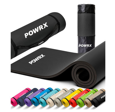POWRX Gymnastikmatte 190X100X1,5CM SCHWARZ Yoga Premium inkl Tragegurttasche