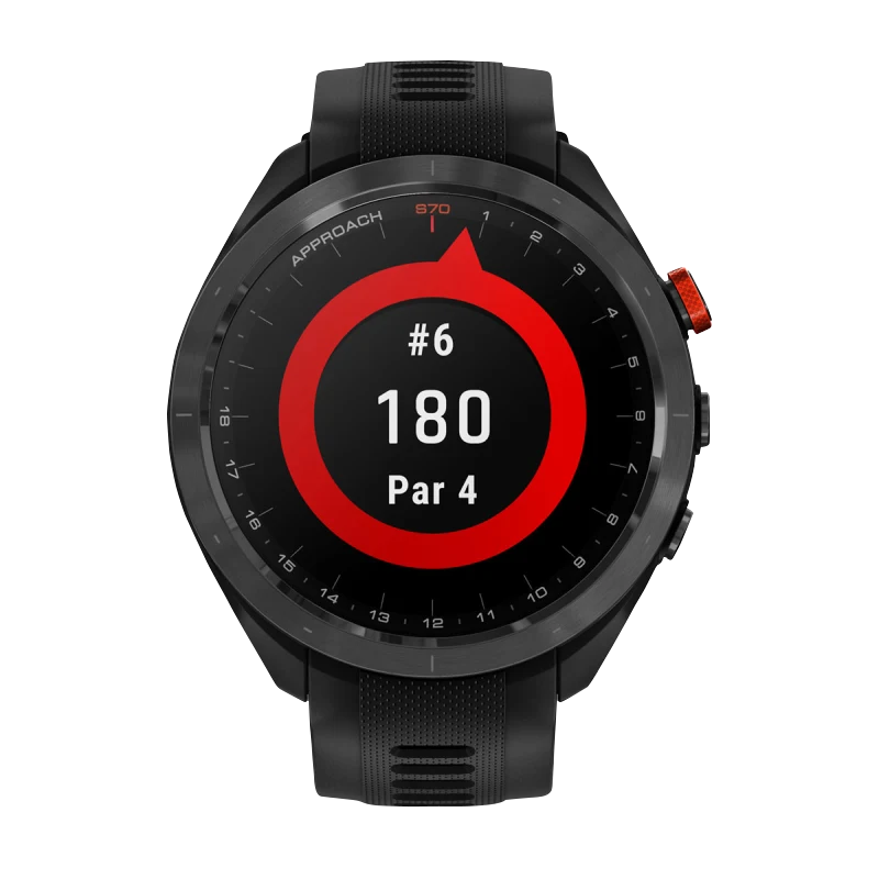 Garmin Approach S70, 47 mm Black/Red with Black Silicone Band (010