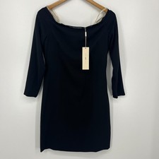 Halston Heritage Off The Shoulder Dress Women's 10 Black 3/4 Sleeve Solid New