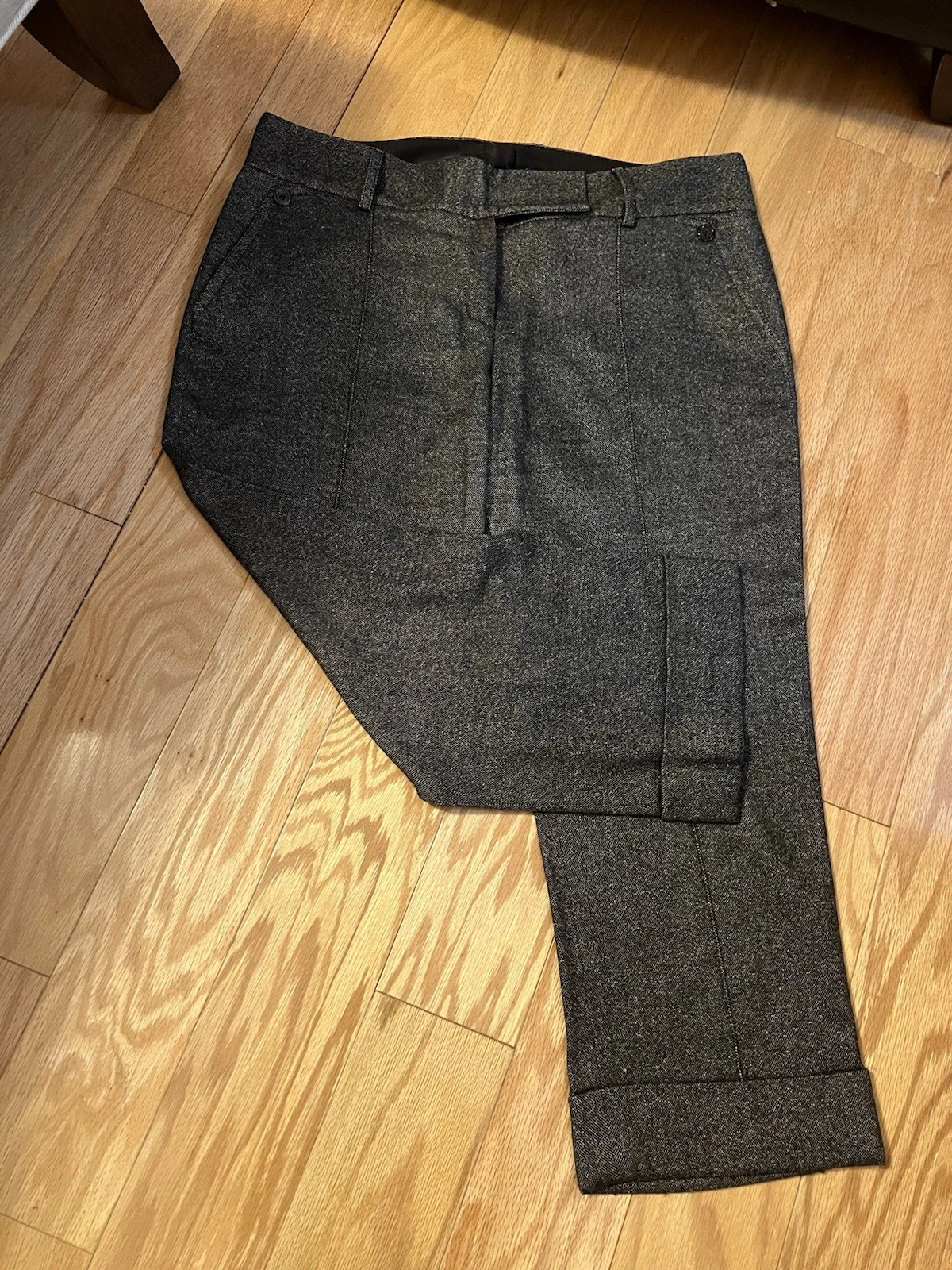 Elie Tahari Slim Cuffed Dress Pants Capri - Brown/Black 12
