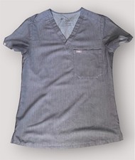 FIGS Technical Collection Catarina V-Neck Scrub Top Heather Charcoal XS