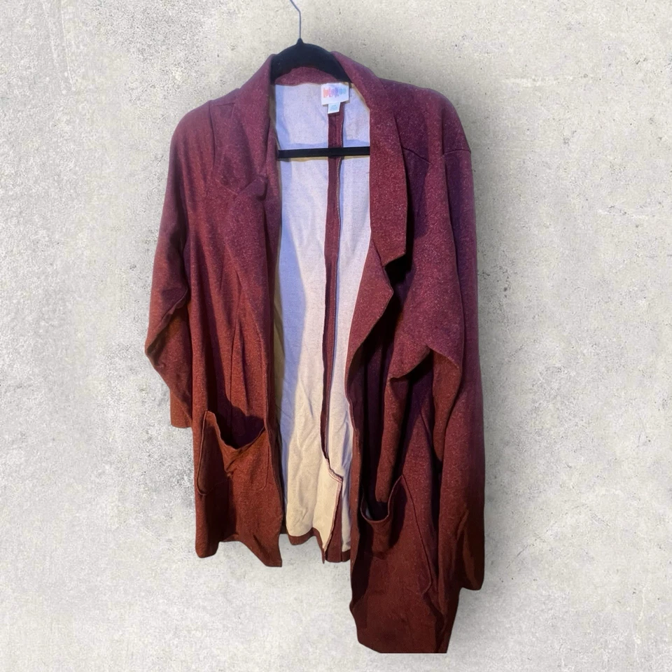 Blazer Lularoe 2XL Gwen Relajado Sólido Granate Tweed Nuevo con Etiquetas Foto 2 de 4