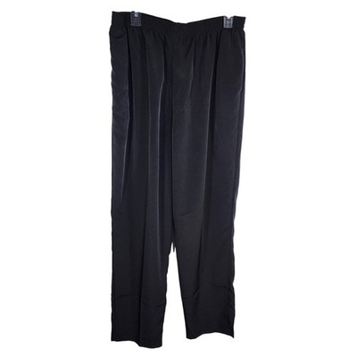 Susan Graver Women Peachskin Pull On Pants Size 1X Black Straight Relaxed A39944