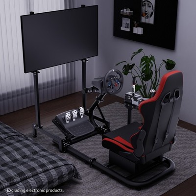 Hottoby Sim Racing Cockpit With Seat &Monitor TV Stand Fit Logitech G920 Fanatec