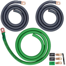 Sky High Oversized 1/0 Gauge AWG Big 3 Upgrade Green/Black Electrical Wiring Kit