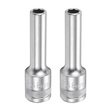 2pcs 6 Points Deep Socket 1/2" Drive 8mm Nickel Plating Hex Socket 3.1" Long