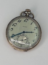 Antique 1925 Elgin Pocket Watch Grade 303 7J 12s Art Deco Engraved Star Case