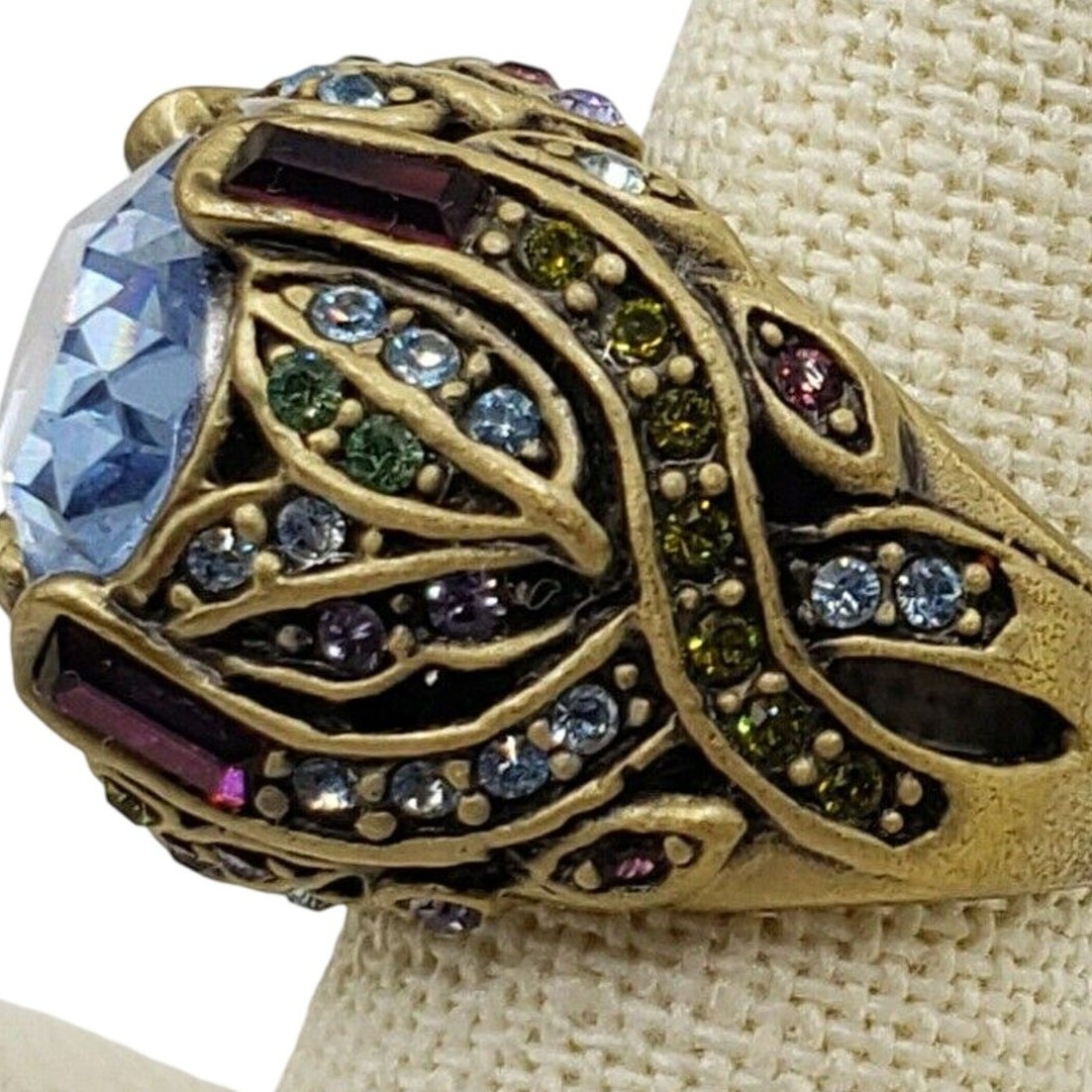 Heidi Daus Crystal Statement Ring Blue Purple Des… - image 9