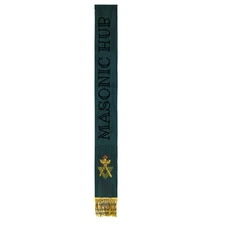 Allied Masonic Degrees Bible Marker – Hand Embroidered Green Ribbon AMD Symbol