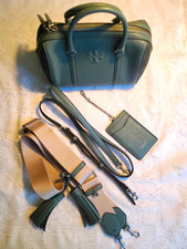 Tory Burch Thea Small Satchel Artic Green With Tassles, Multiple Straps  More.
