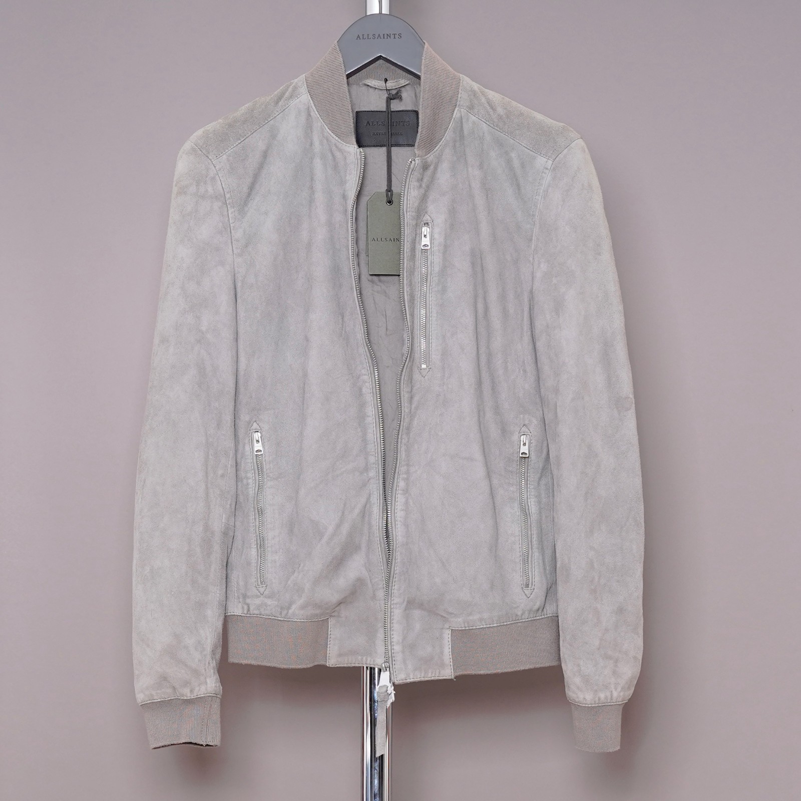 ALL SAINTS Suede Leather Jacket Mens EXTRA SMALL Biker Bomber Celebrity KEMBLE image 4