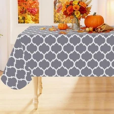 Smiry Rectangle Table Cloth, Waterproof Vinyl 84 x 60 (Rectangular), Grey 