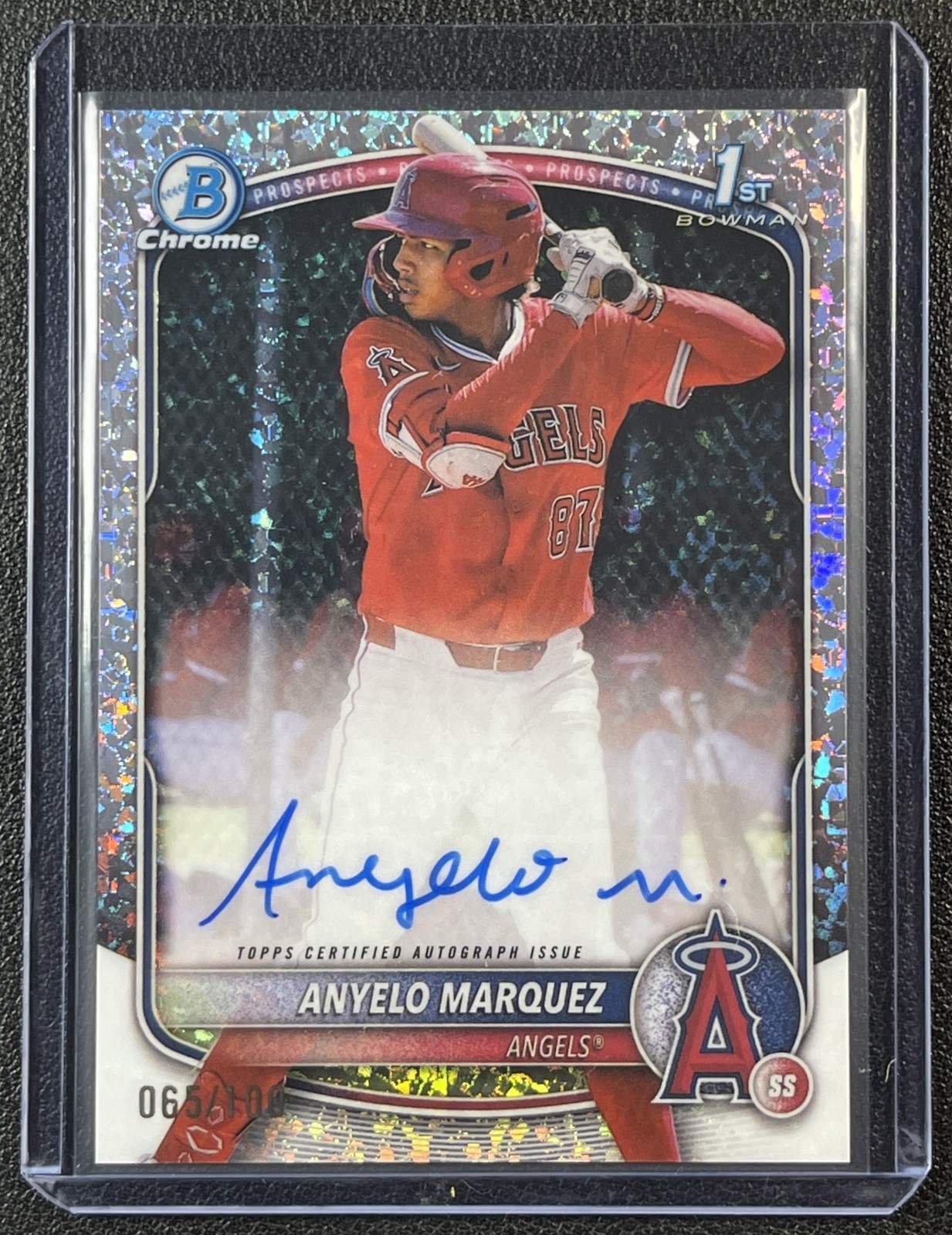 ANYELO MARQUEZ 2025 BOWMAN CHROME MINI DIAMOND REFRACTOR AUTO 1ST PROSPECT /100