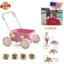 Toddler Push Walker Pink PULA 2-in-1 Toy Wagon, Safe Design, iF Award Winner