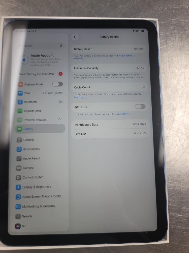 Used APPLE IPAD A16 A3355 Tablet Computer 128GB WiFi w/Box (QUC027926) alternate view 3