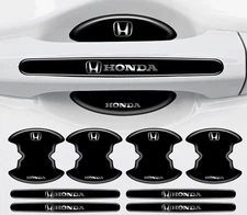 8PCS Black Car Door Handle Bowl Film Protector Trim Accessories for HONDA