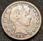 1897 Barber SILVER Quarter 25C.