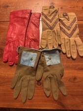 Vintage Lot Of 3 Women  s Driving Gloves Mini Pocket Red Teal Tan Olive