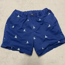 Chubbies Shorts Mens Small Blue Sailboat Embroidery 5.5” Inseam Stretch Waist