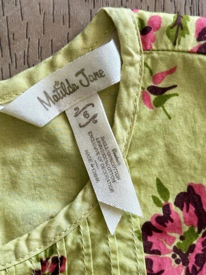 Matilda Jane Green & Pink Floral Make Believe Imagination Tunic Top Girls Sz 6 - Image 4 of 4