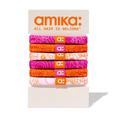 AMIKA 6 PACK NO-PULL, NO-DENTS, NO-DAMAGE SOFT-TOUCH ELASTIC HAIR TIES NEW