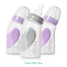 Evenflo Advanced Vented Angled Baby Bottle Set 3 Pack 6oz Purple / Gray