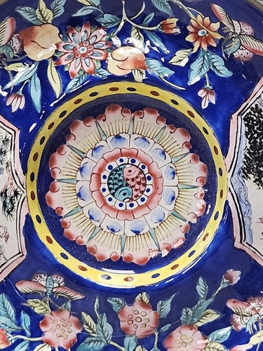 Chinese Enamel Hand Painted Plate Floral Figural Design 19th Century Antique - Picture 4 of 7