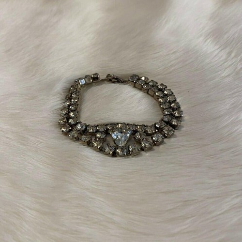 Vtg Regency Rhinestone Bracelet Art Deco Hollywood Runway Prong Set Estate 3395 - Picture 5 of 8