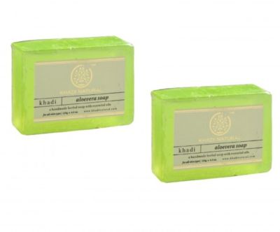 Khadi Herbal Natural Aloevera Soap Pack of 2 Soaps - 125 gm Free Shipping