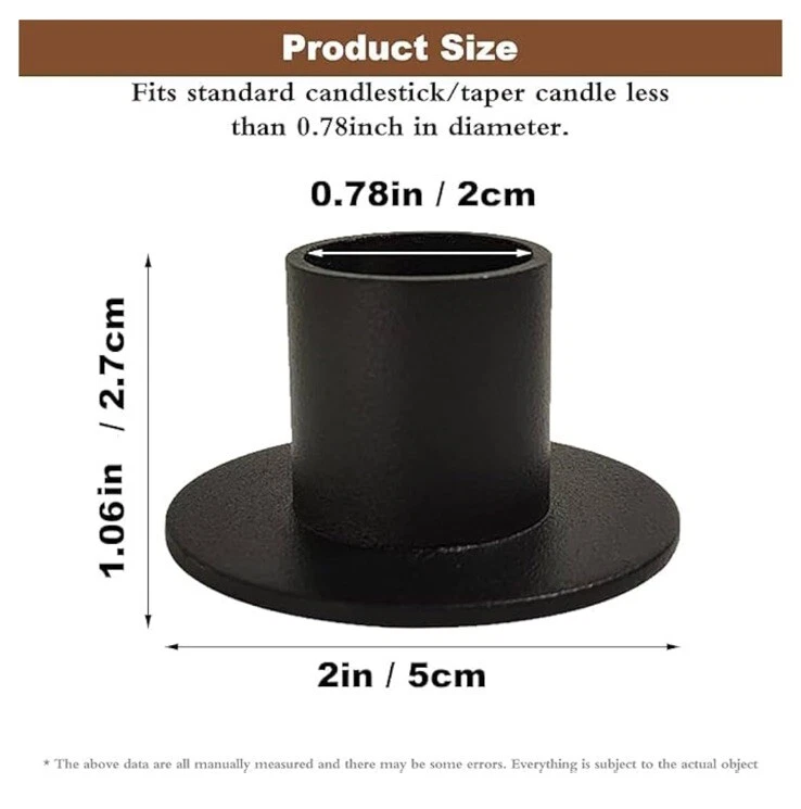 Set of 8 Black Round Taper Candle Holders, 2" Base, Primitive, Metal, Holder - Image 2 of 4