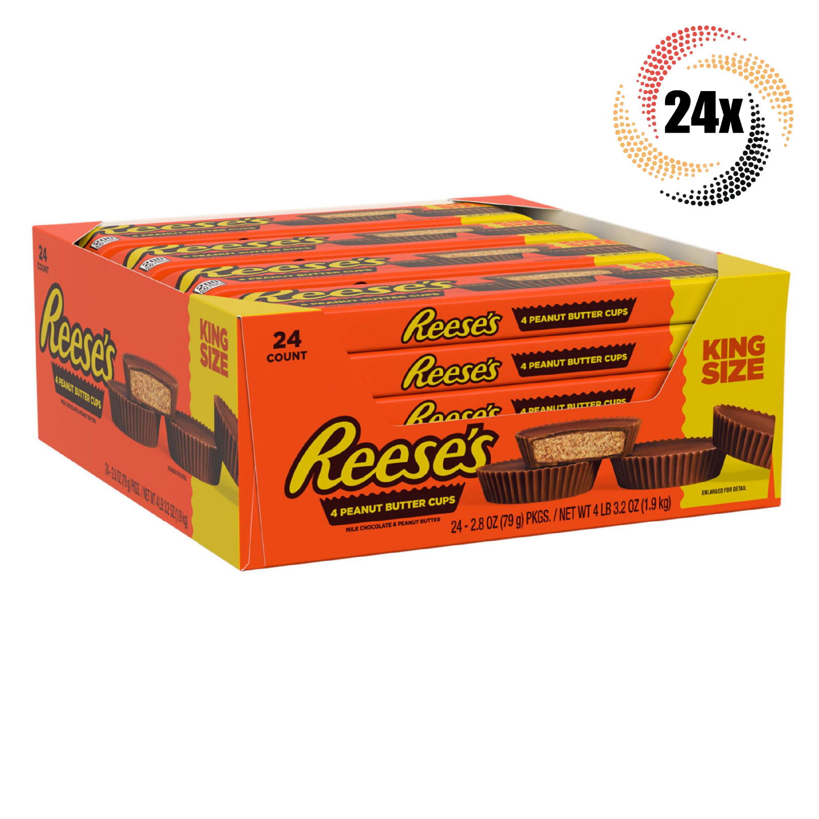 Полная коробка из 24 упаковок конфет Reeses с арахисовым маслом по 4 чашки в каждой 28 унции 14890₽