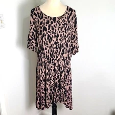 Gigio Plus Animal Print Faux Wrap Dress with Ruffles, Size 1X