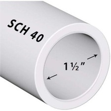 PVC Pipe Sch40 1-1/2 Inch 1.5 White Custom Length 1FT Feet