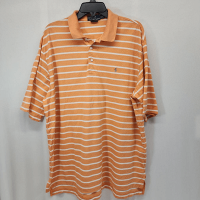 Polo Ralph Lauren Men's Size XL Polo Golf Fit Orange Stripe Shirt