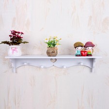 White Heart Shaped Wall Shelf with Hook Floating Bookshelf Display Storage