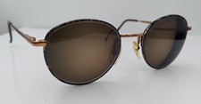 Vintage University Brown Gold Blue Round Metal Sunglasses Italy FRAMES ONLY