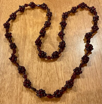 VTG RHODOLITE GARNET CLUSTER BEADED 26” SINGLE - Main Image