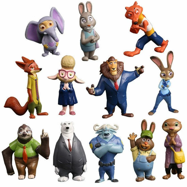 12Pcs For Zootopia Action Figures Nick Fox Judy Model Toys 4-8cm Kid Gift OY
