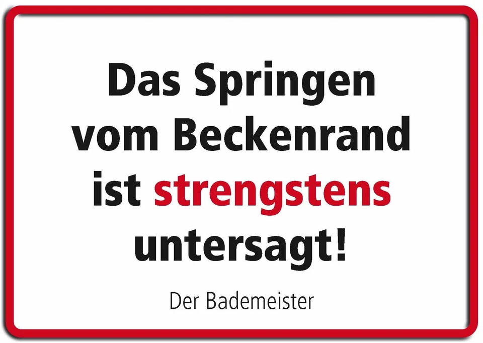 SPRINGEN VOM BECKENRAND FUNSCHILD - 10x15 cm Blechkarte Blechschild 15032