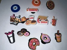 Shoe Charms Crocs Clog Charm - Dunkin Donuts Themed - Lot of 14 - Sweet Treats
