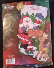 Bucilla Felt Stocking Kit 85177 North Pole Santa Reindeer 18" Christmas Sock